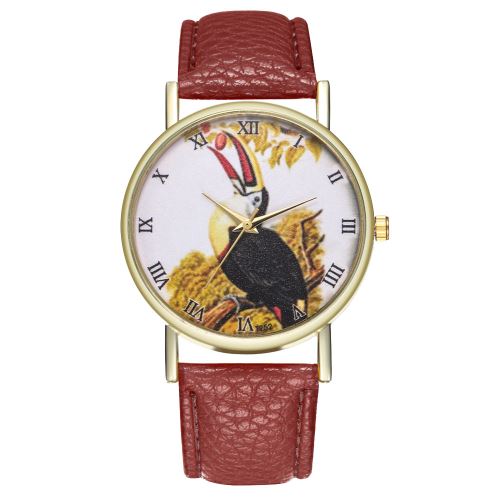 Mâle grande gueule illustration animal net montre à quartz rouge montre étudiant T252-Acafé