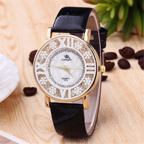Montre femme - Montre bracelet en quartz en acier inoxydable en strass - noir