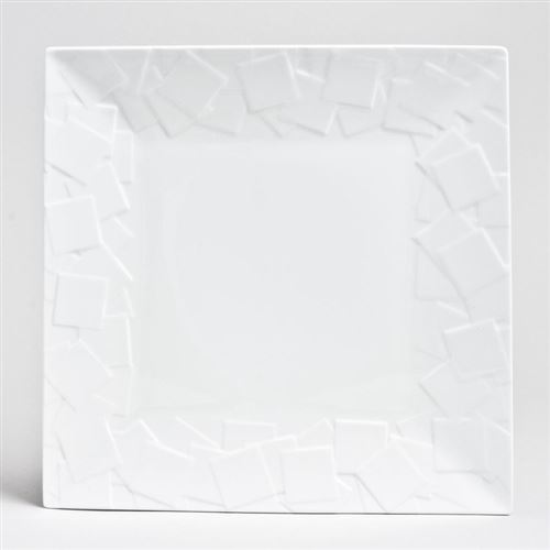 Assiette plate carrée en porcelaine 25.5x25.5cm - Lot de 6 ODYSSEE