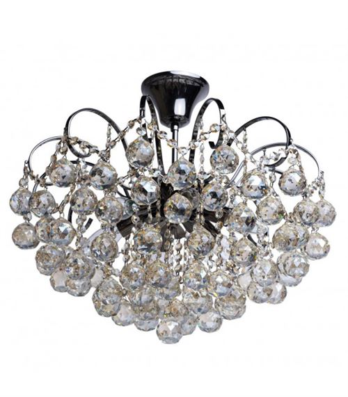 Plafonnier gris Crystal 6 ampoules 49 Cm