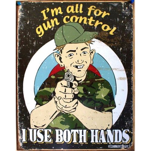 plaque humour gun control tole deco humour affiche metal usa