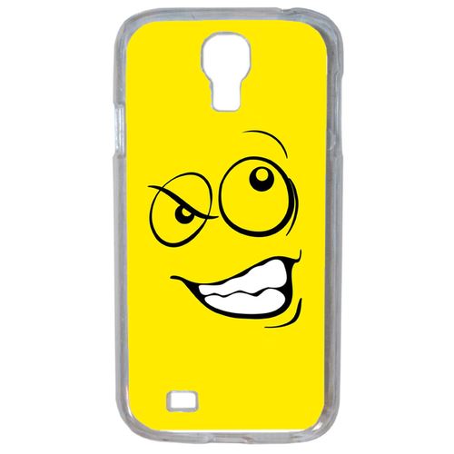 Coque Smiley Énervé Jaune Compatible Samsung Galaxy S4 Transparent