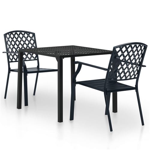 vidaXL Mobilier de bistro 3 pcs Acier Noir