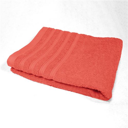 Drap de douche 70 x 130 cm eponge unie vitamine Corail