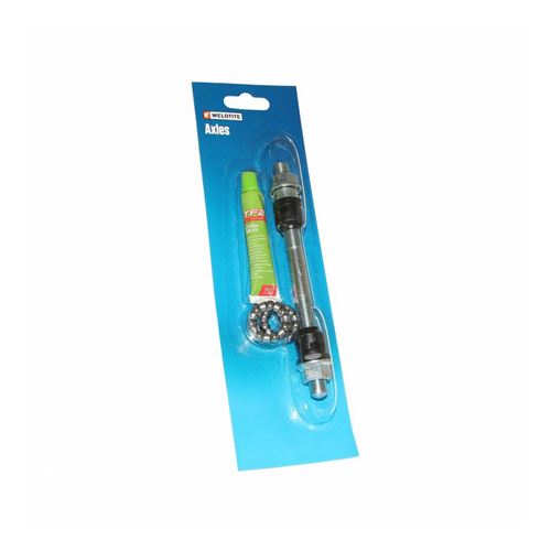 Axe de roue vtt avant plein chrome weldtite d 10 x 145mm avec graisse et cage a billes