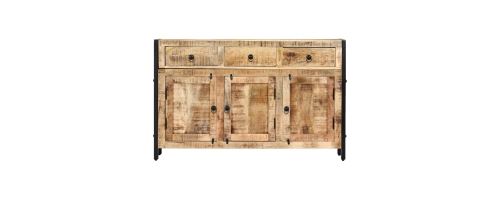 Buffet avec portes et 3 tiroirs bois de manguier massif 120x35x76 cm