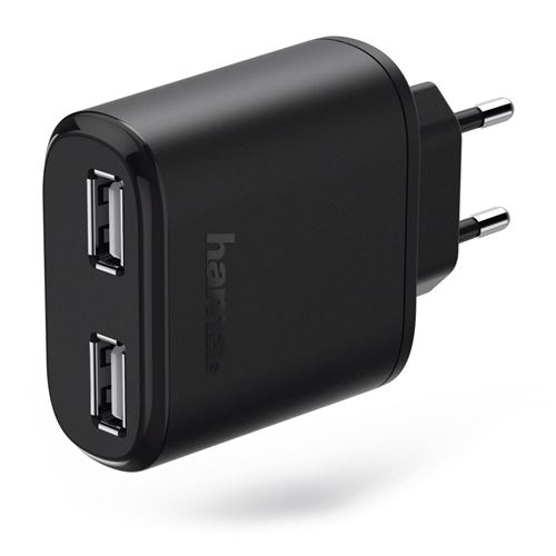 Adaptateur de charge USB double pour tablettes, 5 V/4,8 A, noir