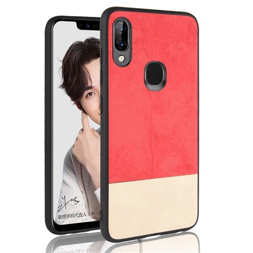Etui en PU Hybride revêtu d'une couche d'épissure bicolore rouge pour votre Lenovo S5 Pro