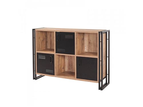 BOBOCHIC Buffet 136 cm bas TENGA Pin Atlantique et Noir