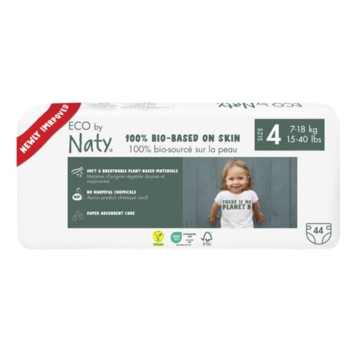 NATY - Lot de 2 paquets de couches Taille 4 Maxi 7-18 kg 44 pcs