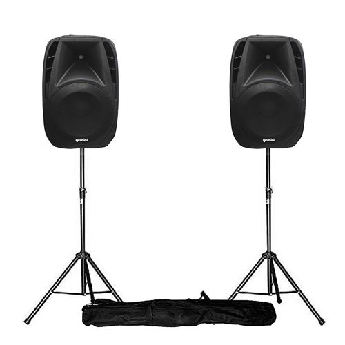 Gemini Paire D'Enceintes Amplifiées Boomer 8" 600W + Pied