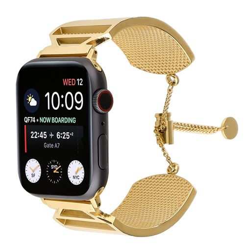  Bracelet de montre en acier inoxydable ajustable pour Apple Watch Series 6/ SE/ 5/ 4 40mm - Or(Taille L) 