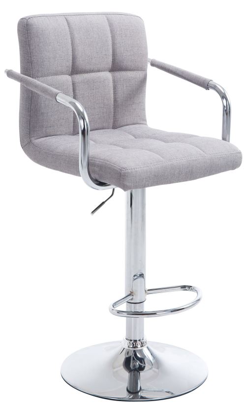 Tabouret de bar Lucy V2 en Tissu et piètement en Métal , Gris/Chrome