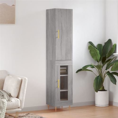 VIDAXL - Buffet haut Sonoma - Gris - 34,5x34x180 cm - Image 3