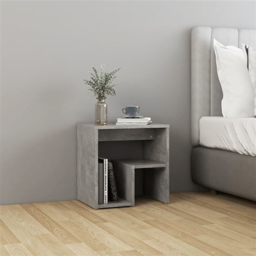 Table de chevet gris béton 40x30x40 cm bois d ingénierie