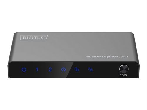 Non Communiqué Noir Digitus - Répartiteur Vidéo/Audio - 4K, 1X2 - 2 X Hdmi - De Bureau