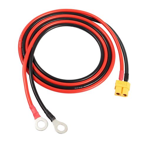 Câble XT60 Femelle vers Terminal à O Ring 1Mt 12AWG Fil de Silicone pour RC Lipo Adapté pour Drone Racing FPV, Rouge, Silicone