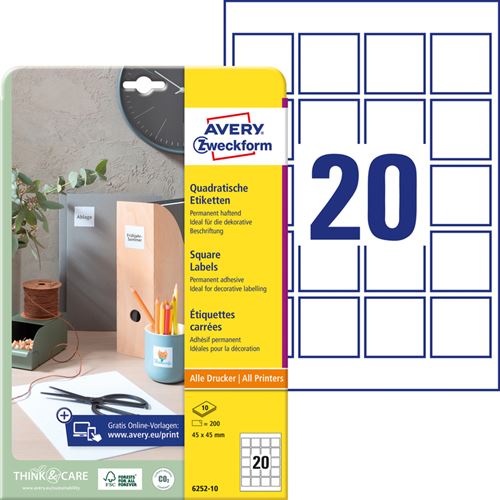 AVERY Zweckform Etiquette d'identification, 45 x 45mm, blanc