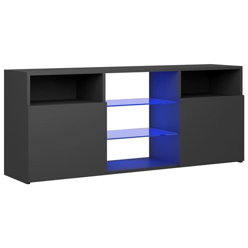 vidaXL Meuble TV avec lumières LED Gris 120x30x50 cm