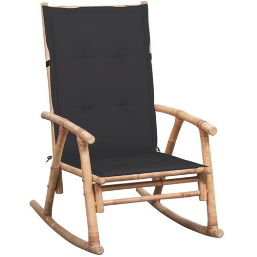 vidaXL - Chaise à bascule avec coussin - Bambou - Extra Grand - Gris Anthracite - Image 3