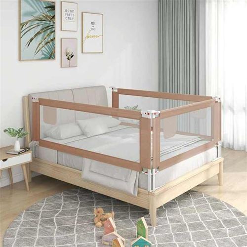 vidaXL Barrière de sécurité de lit d'enfant Taupe 180x25 cm Tissu