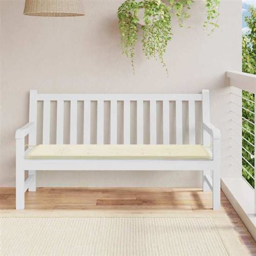 vidaXL Coussin de banc de jardin Crème 150 x 50 x 3 cm