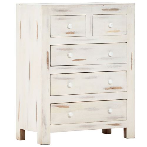 vidaXL Armoire à tiroirs Blanc 58 x 30 x 75 cm Bois d'acacia massif