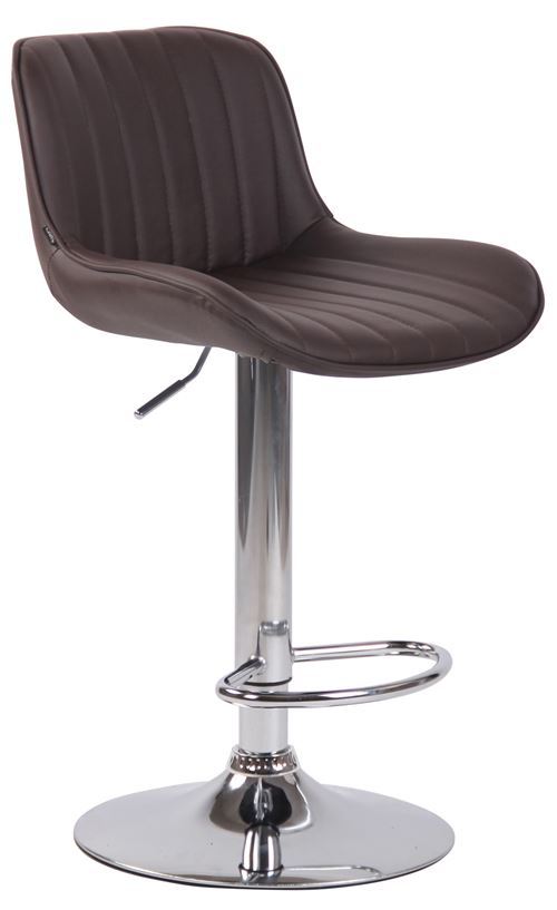 CLP Tabouret de bar Lentini en Similicuir avec Piètement trompette en Métal , Marron/Chrome