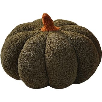 Phantoscope Halloween & Thanksgiving Teddy Oreiller En Polaire Sherpa Ultra Doux En Forme De Citrouille 3D Vert Kaki 15,2 X 30,5 Cm