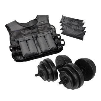 Set D'Haltères Tunturi 10 Kg – Fonte Noire, Réglable (Retour Client, Emballage Abîmé)