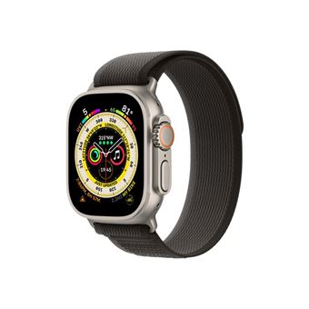 Apple Watch Ultra - 49 mm - titane - montre intelligente avec Boucle Trail - deux couches de matières textiles tissées - noir/gris - taille du bracelet : S/M - 32 Go - Wi-Fi, LTE, UWB, Bluetooth - 4G - 61.3 g