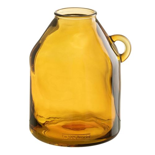 Non Communiqué Jaune Vase Anse En Verre "Bouteille" 25Cm Ocre