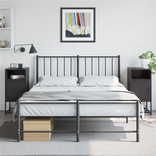 vidaXL Tables de chevet 2 pcs noir 36x39x78 cm acier, armoire, armoire latérale, meuble de chambre à coucher, table de 846567