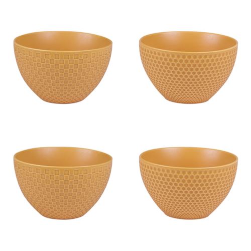 Non Communiqué Jaune Coffret De 4 Coupelles Snow Safran 11,5 Cm - Table Passion - Porcelaine
