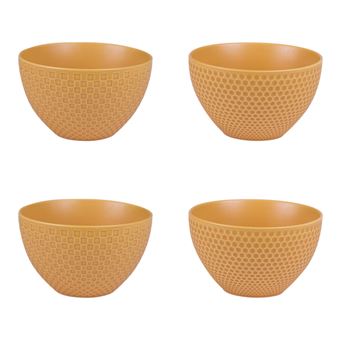 Coffret de 4 coupelles Snow safran 11,5 cm - Table Passion - Jaune - Porcelaine - 1