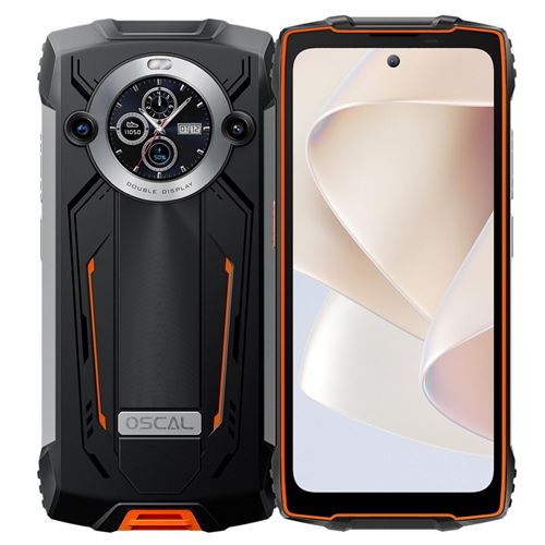 Smartphone 6.5 Pouces Android 14 8GB 256GB Étanche IP68 Batterie 8800mAh Orange YONIS