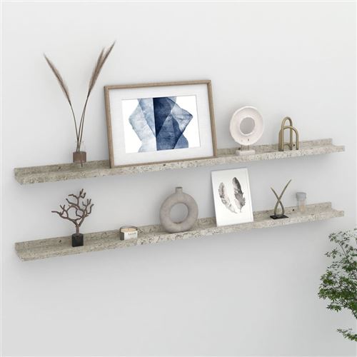 vidaXL Étagères murales 2 pcs Gris béton 115x9x3 cm