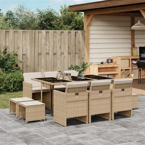 Non Communiqué Beige Vidaxl Ensemble À Manger De Jardin Et Coussins 11 Pcs Poly Rotin 3277737