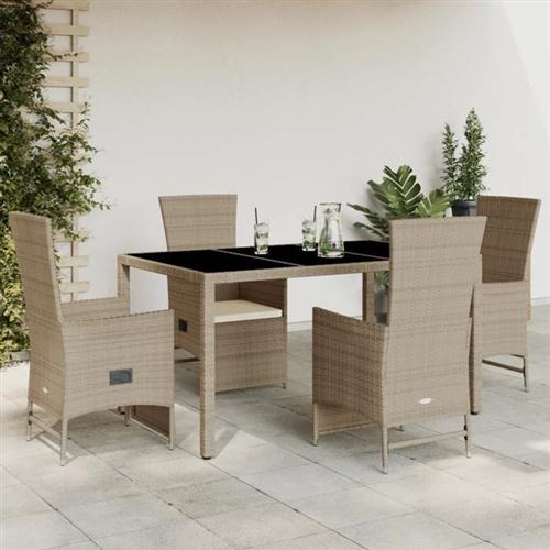 Non Communiqué Beige Salon De Jardin Vidaxl 5 Pieces Resine Tressee 150 X 90 X 75 Cm
