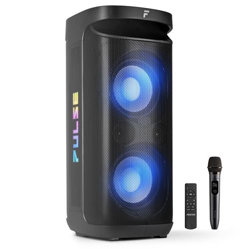 Fenton Pulse200 Enceinte De Soirée Lumineuse Bluetooth - 400 Watts, Batterie Longue Autonomie 12H, Résistance Aux Éclaboussures Ipx4