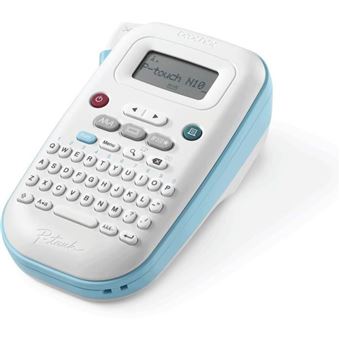 Brother P-Touch PT-N10 - Étiqueteuse - Noir et blanc - thermique direct - 12 mm de large - 180 dpi - jusqu'à 9 mm/sec - outil de coupe - aperçu avant impression, impression par 2 lignes, impression verticale - blanc, bleu