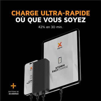 xtorm Go2 - Banque d'alimentation - 20000 mAh - 15 Watt - Fast Charge - 2 connecteurs de sortie (USB, 24 pin USB-C) - noir