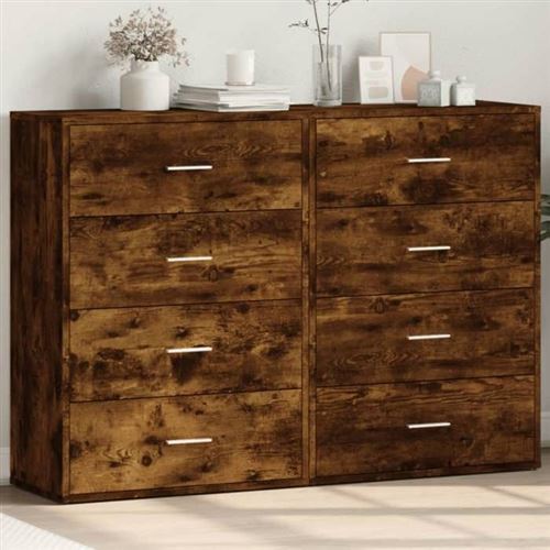 Non Communiqué Marron Vidaxl Buffets 2 Pcs Chêne Fumé 60X31x84 Cm Bois D'ingénierie, Armoire De Rangement, Meuble D'entrée, Meuble D'appoint, 3276585