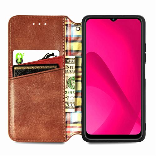 Coque Portefeuille Oukitel C59 + 2 Verres Trempés - Cuir PU à Rayures - Protection Complète élégante - 14