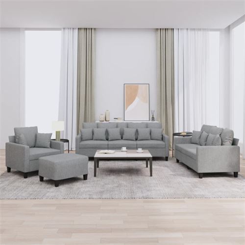 Non Communiqué Gris Clair Ensemble De Canapés 4 Pcs Coussins Tissu