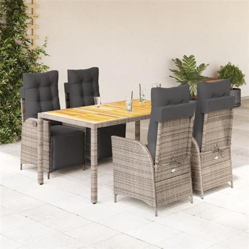 Non Communiqué Gris Vidaxl Ensemble À Manger De Jardin Avec Coussins 5 Pcs, Table Et Chaises Avec Dossier Réglable, Meubles D'extérieur, 3213346