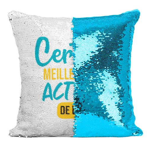 Fabulous Housse de Coussin à Sequin - Paillettes Turquoise Certifié meilleur Acteur de l'univers [40 x 40 cm]