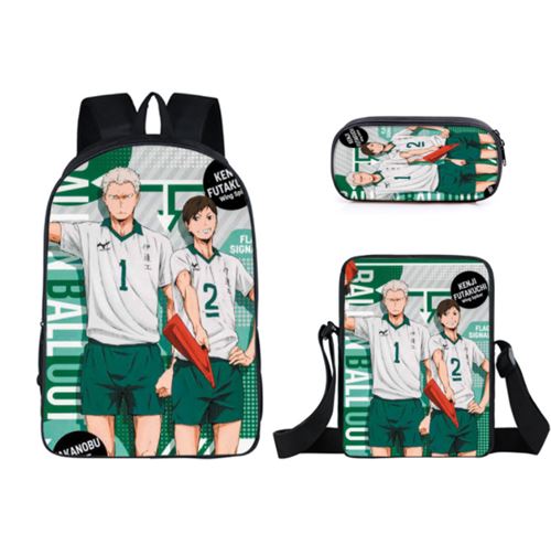 Set de 3 pièces Sacs à Dos Haikyuu Vert 013