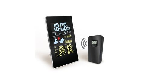 Affichage numérique thermomètre humidité horloge coloré lcd alarme calendrier météo - noir