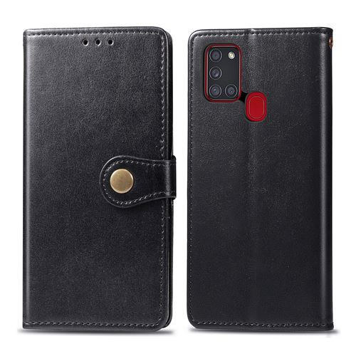 MPFRANCE Housse pour Samsung Galaxy A21S Noir [Porte Carte, etui portefeuille, boucle]